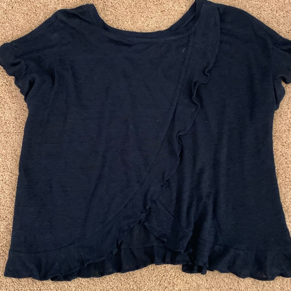Navy ruffled tee - Picture 2 of 2